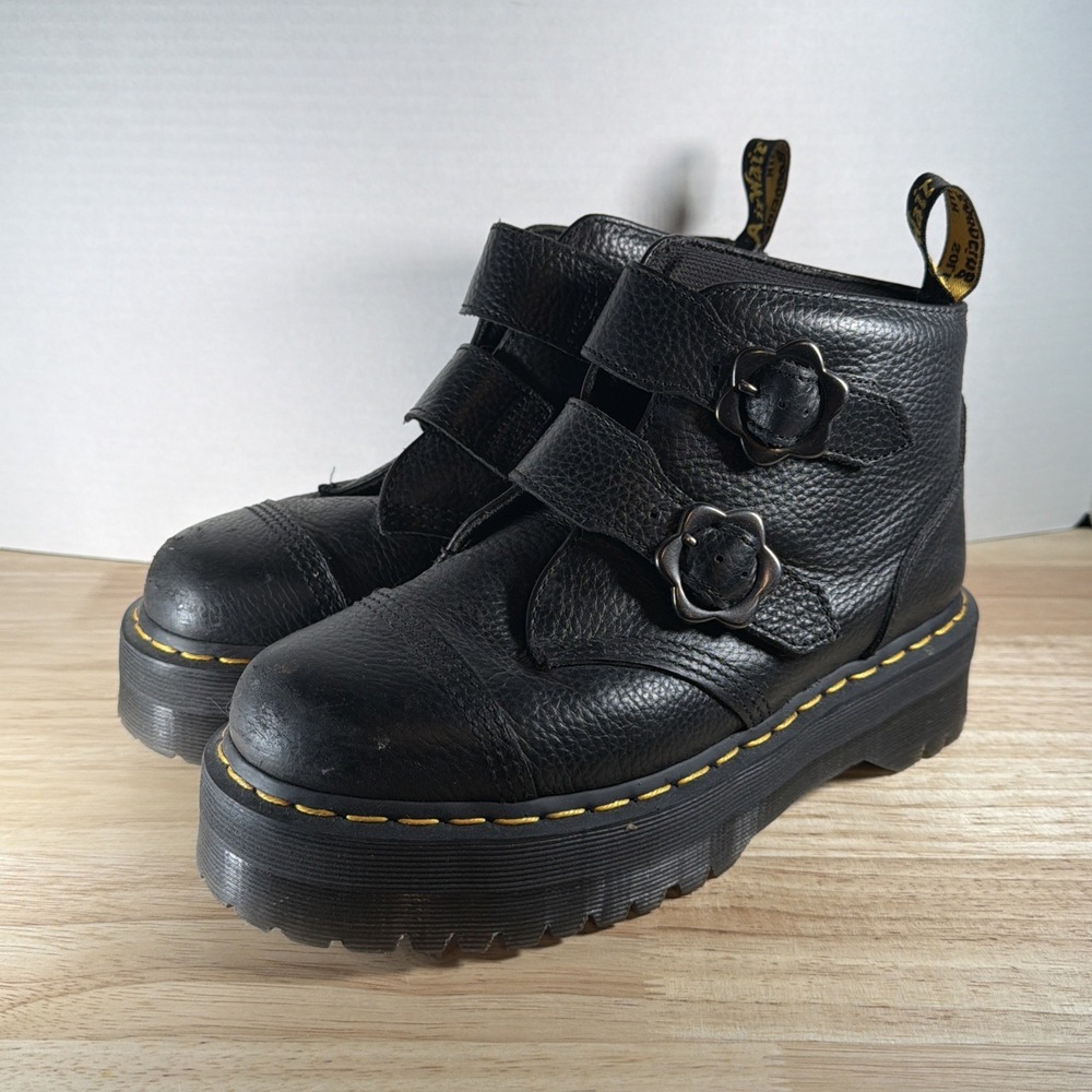 Dr. Martens Devon Flower Platform Chukka Size 9 Women's Double Buckle